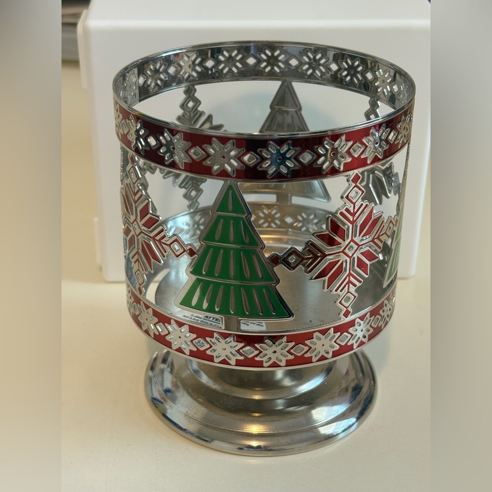 Festive Candle Holder with Christmas Tree Design. NWOT